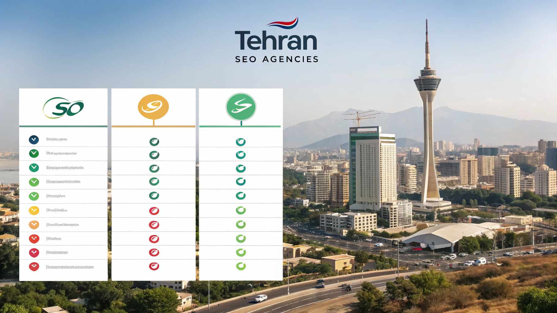 Comparison of Tehran’s top SEO agencies showcasing differences in strategy, services, and pricing models.
