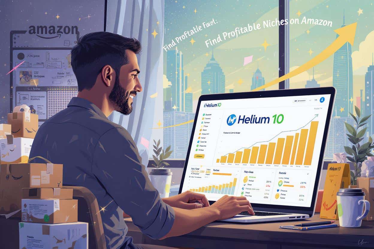 How does Helium 10 help me find profitable product niches on Amazon?