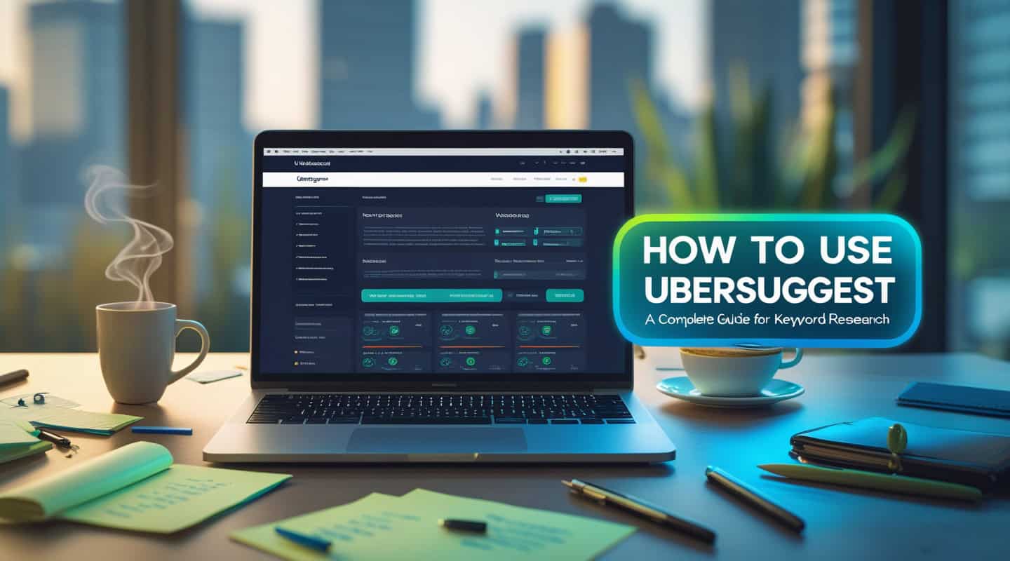 Screenshot showing how to use Ubersuggest for keyword research, SEO analysis