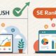 Comparison chart of SEMrush vs SE Ranking in 2026 highlighting features, pricing, and SEO tool performance to help users choose the best option.