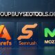 Which top SEO tools like Ahrefs, Semrush, and Moz Pro are available through groupbuyseotools org