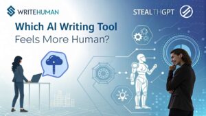Comparison chart of WriteHuman vs StealthGPT AI writing tools