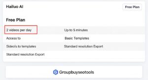 Hailuo ai free plan how many videos per day Groupbuyseotools