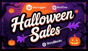 Halloween sales Ubersuggest Quillbot Wordtune StoryBlocks Group Buy
